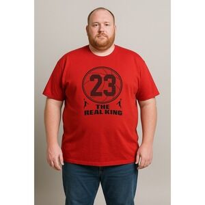 Gemrock The Real King 23 Graphic T-Shirt Red Basketball Mens 3XL